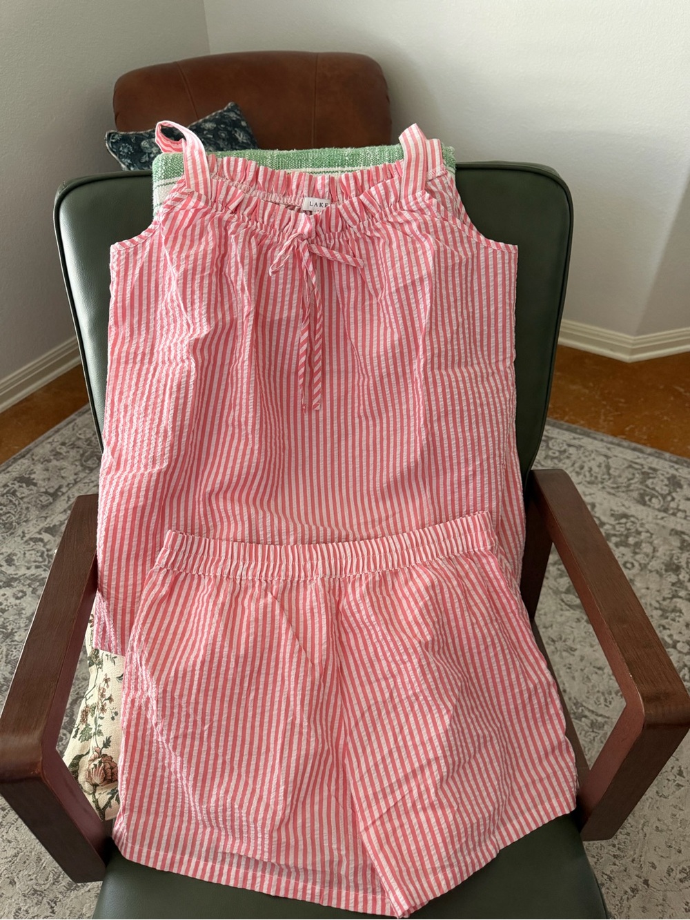 Women’s Pink Striped Cotton Pajama Set - Sleeveless Top & Shorts New w/o tags